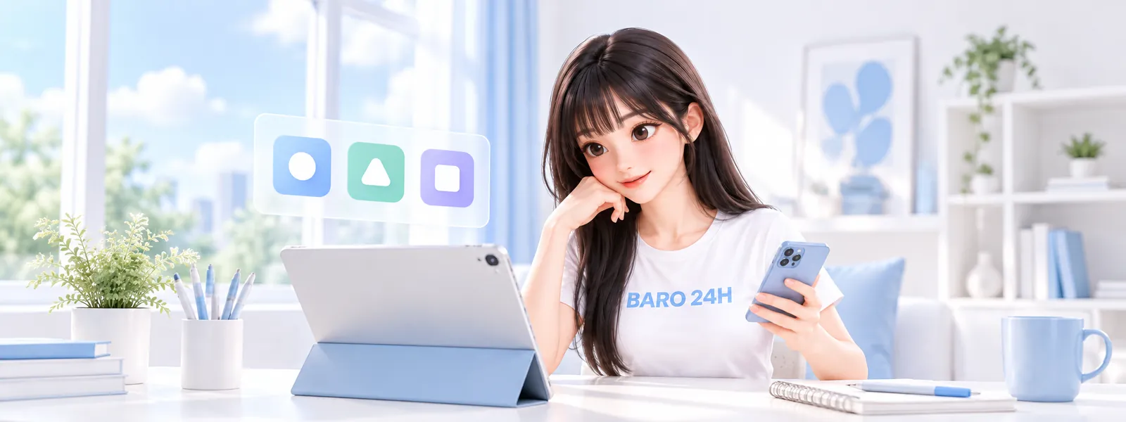 「앱마켓 결제」 주제를 표현한 3D 인물 일러스트